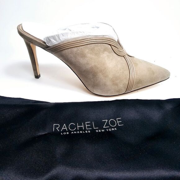 NEW Rachel Zoe Suede Lianne Taupe Mules Size 9 - Picture 1 of 8